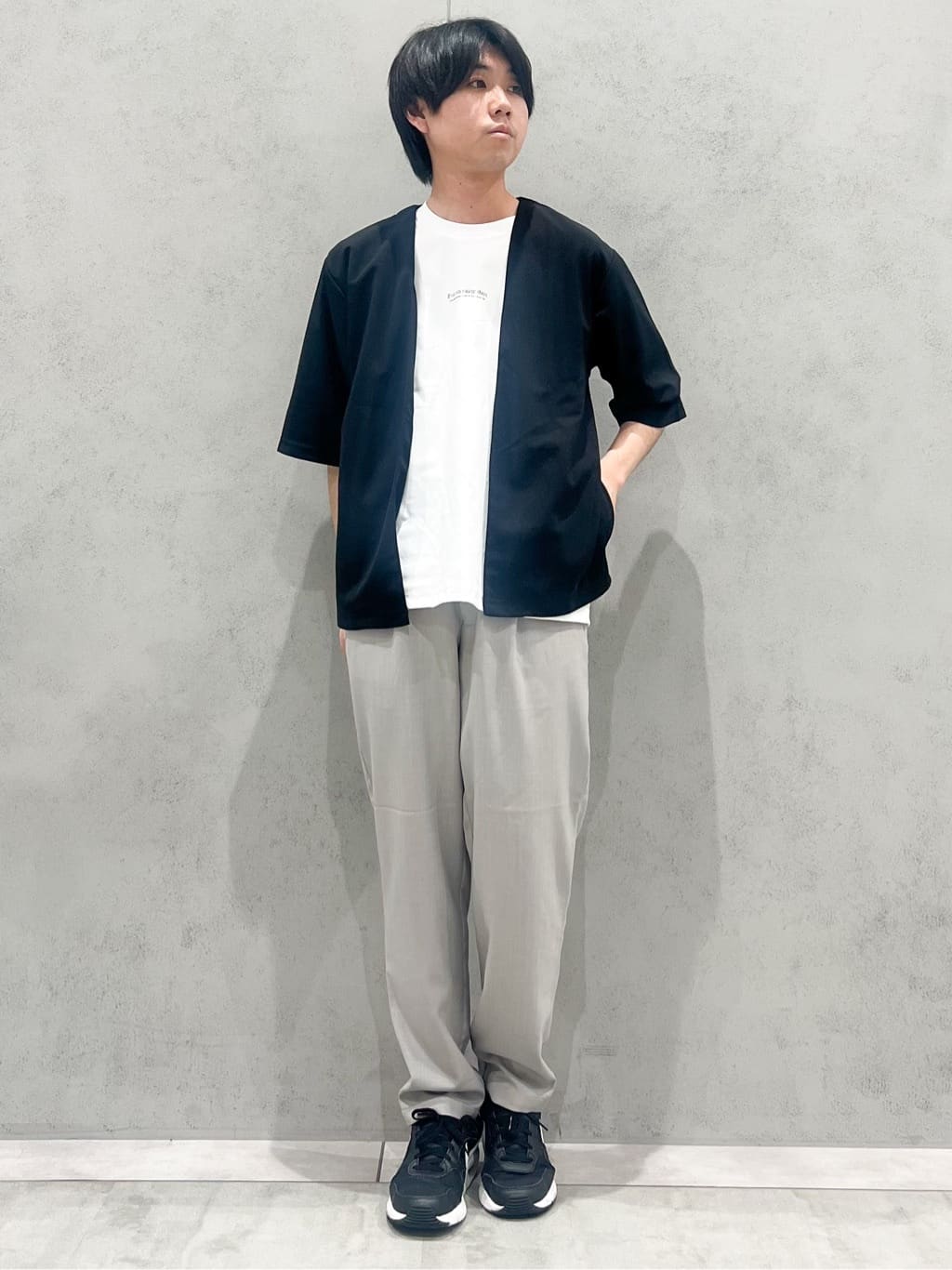 SHI-MAさんの「THE SHOP TK｜五分袖カーディガン+半袖Tシャツセットアイテム 洗濯機OK」を使ったコーディネート
