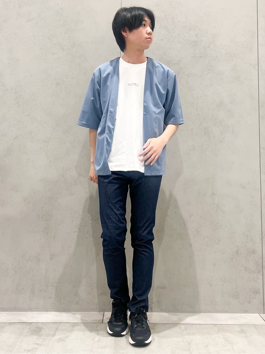 SHI-MAさんの「THE SHOP TK｜五分袖カーディガン+半袖Tシャツセットアイテム 洗濯機OK」を使ったコーディネート