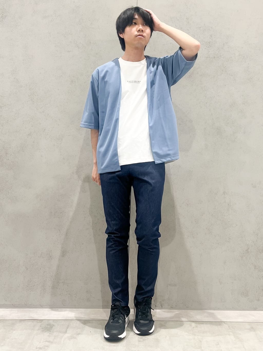 SHI-MAさんの「THE SHOP TK｜五分袖カーディガン+半袖Tシャツセットアイテム 洗濯機OK」を使ったコーディネート