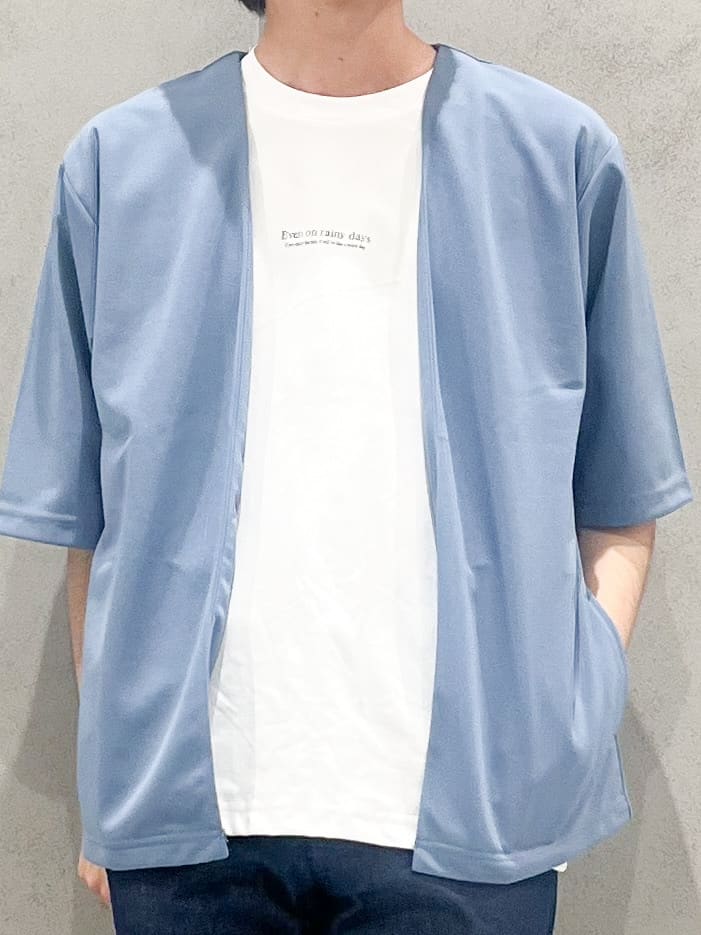 SHI-MAさんの「THE SHOP TK｜五分袖カーディガン+半袖Tシャツセットアイテム 洗濯機OK」を使ったコーディネート