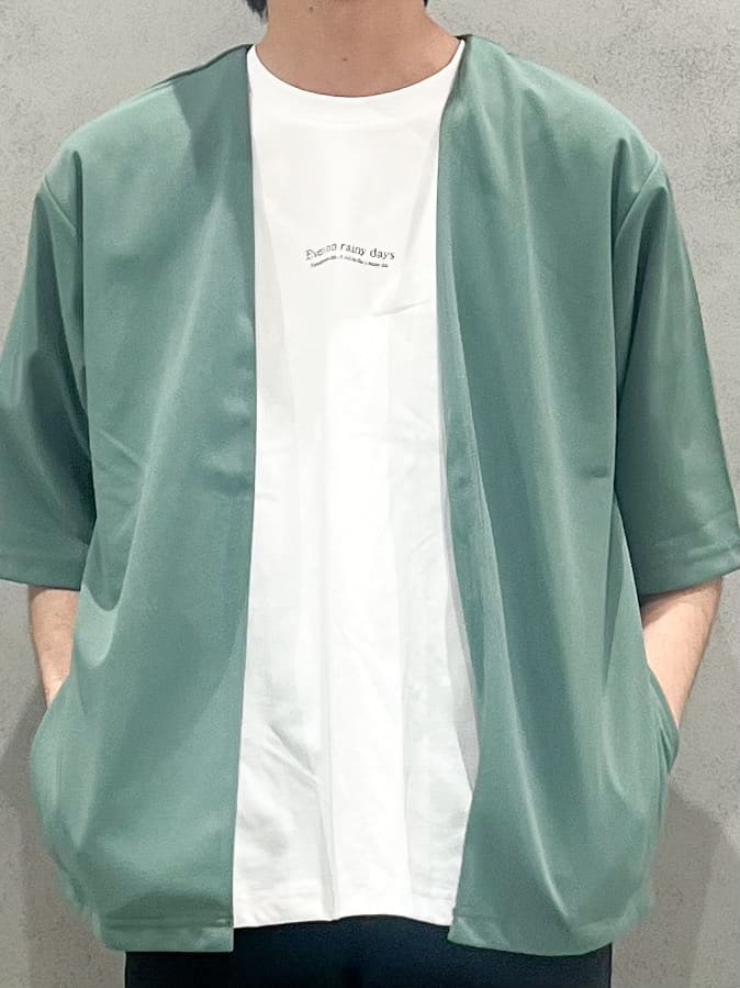 SHI-MAさんの「THE SHOP TK｜五分袖カーディガン+半袖Tシャツセットアイテム 洗濯機OK」を使ったコーディネート