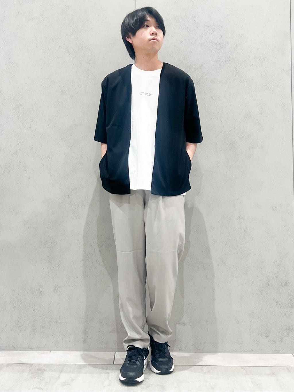 SHI-MAさんの「THE SHOP TK｜五分袖カーディガン+半袖Tシャツセットアイテム 洗濯機OK」を使ったコーディネート