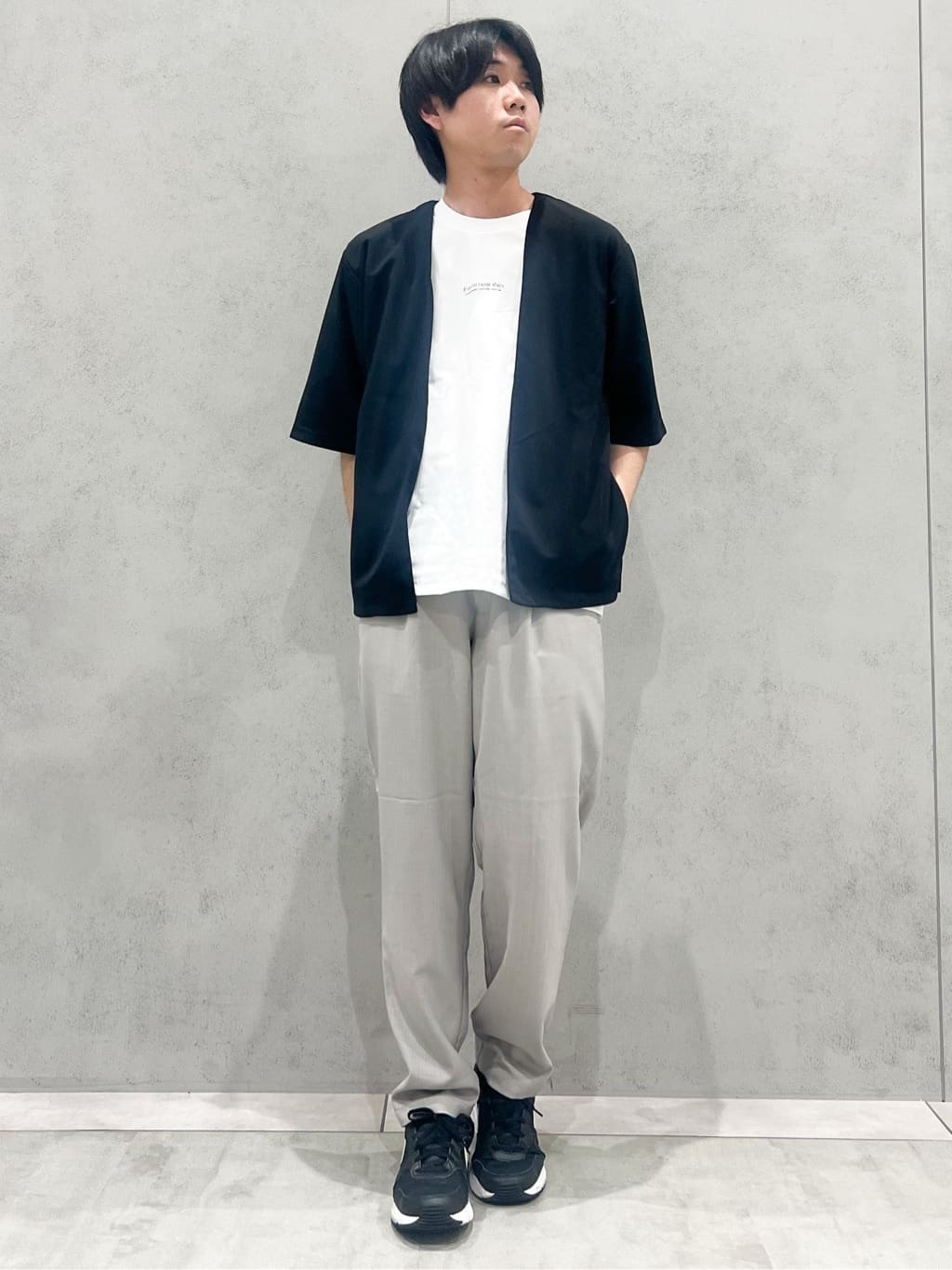 SHI-MAさんの「THE SHOP TK｜五分袖カーディガン+半袖Tシャツセットアイテム 洗濯機OK」を使ったコーディネート