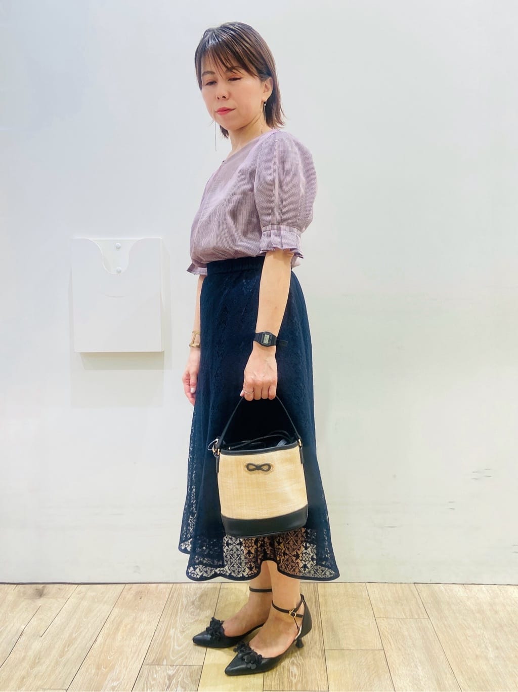 YUKOさんの「index｜ストライプジャージタックスリーブトップス【吸水速乾／洗濯機洗い可】」を使ったコーディネート