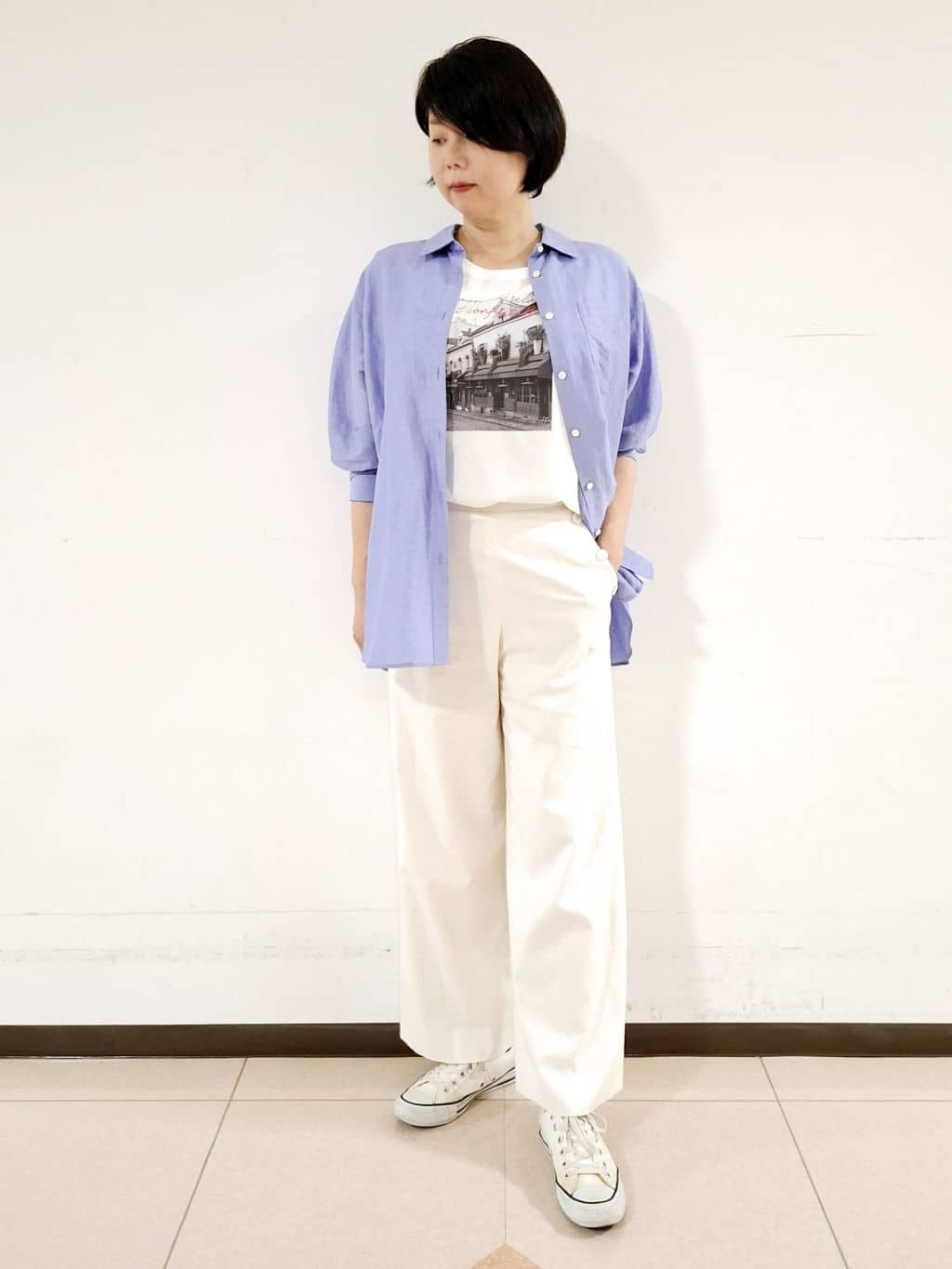 ねぎさんの「UNTITLED｜◆【ワイド/後ろウエストゴム】ヘンプマリンパンツ」を使ったコーディネート