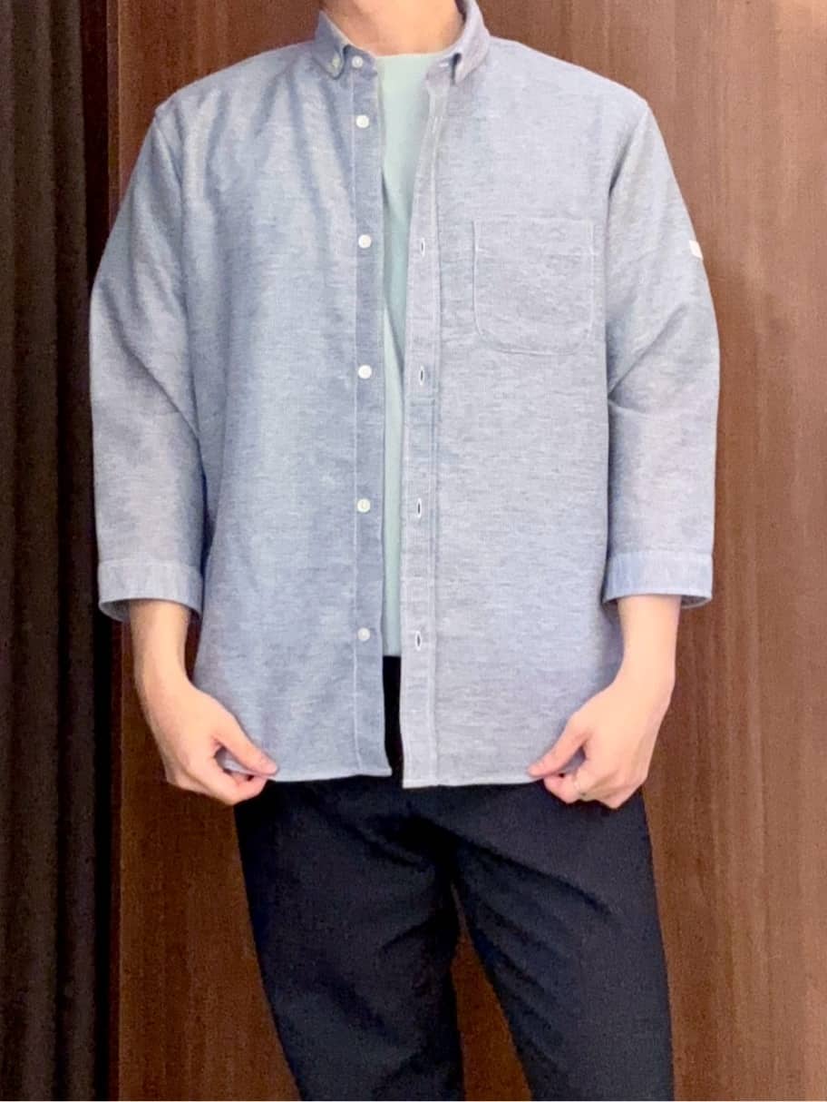 中村さんの「TAKEO KIKUCHI｜【抗菌防臭／5サイズ展開】ハイゲージポンチ Tシャツ」を使ったコーディネート