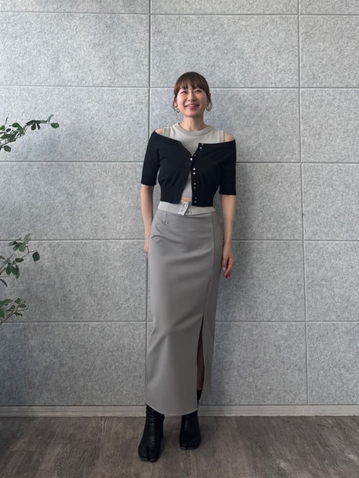designer yukaさんの「CODE A｜design knit tank」を使ったコーディネート