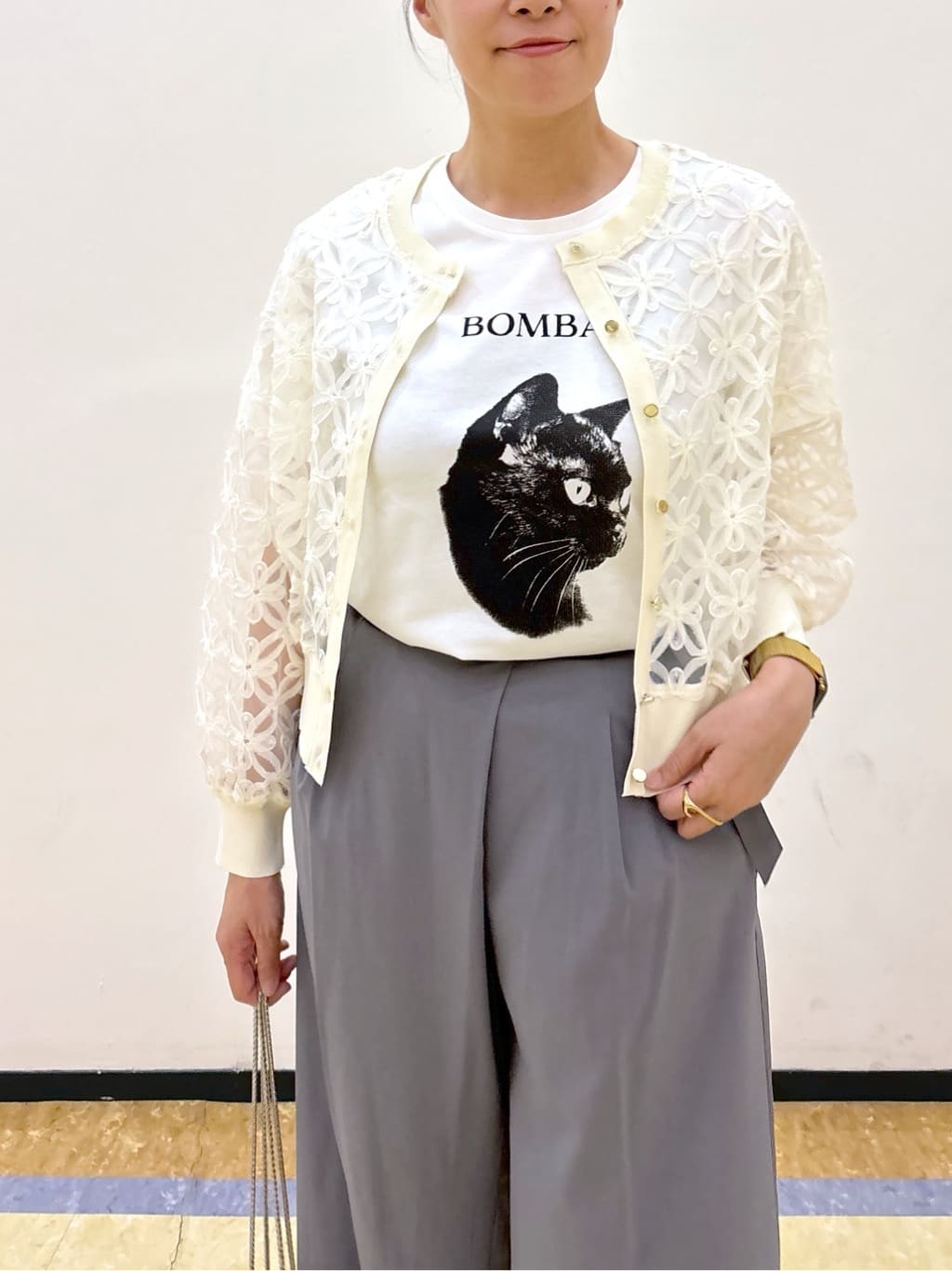 akariさんの「index｜ラップストレートパンツ【接触冷感／抗ピル／洗濯機洗い可／イージーアイロン】」を使ったコーディネート