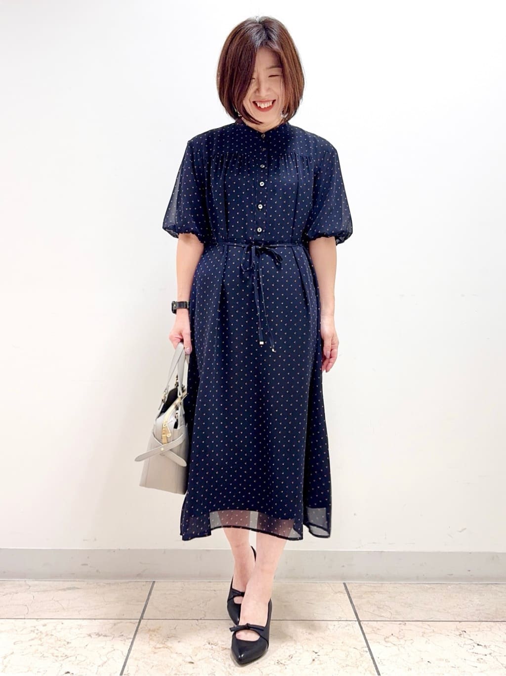 kaeさんの「Reflect｜◆【夏SALE／WEB先行カラーあり／リボン取り外し可／マシンウォッシュ可】コツキ柄プリントワンピー」を使ったコーディネート