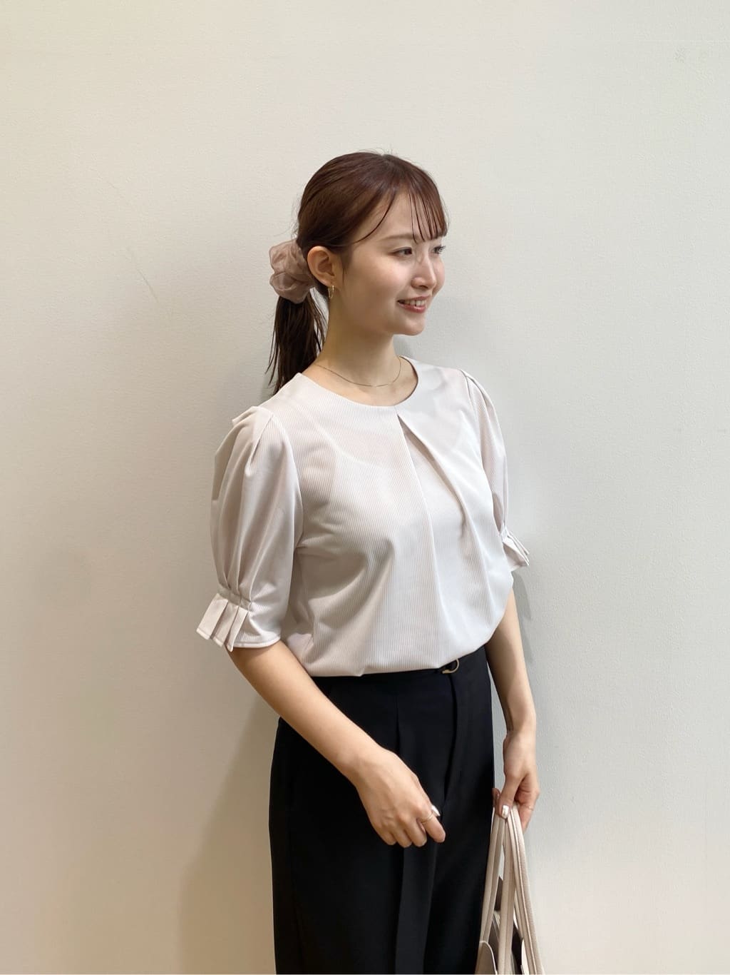 みさかさんの「index｜ストライプジャージタックスリーブトップス【吸水速乾／洗濯機洗い可】」を使ったコーディネート
