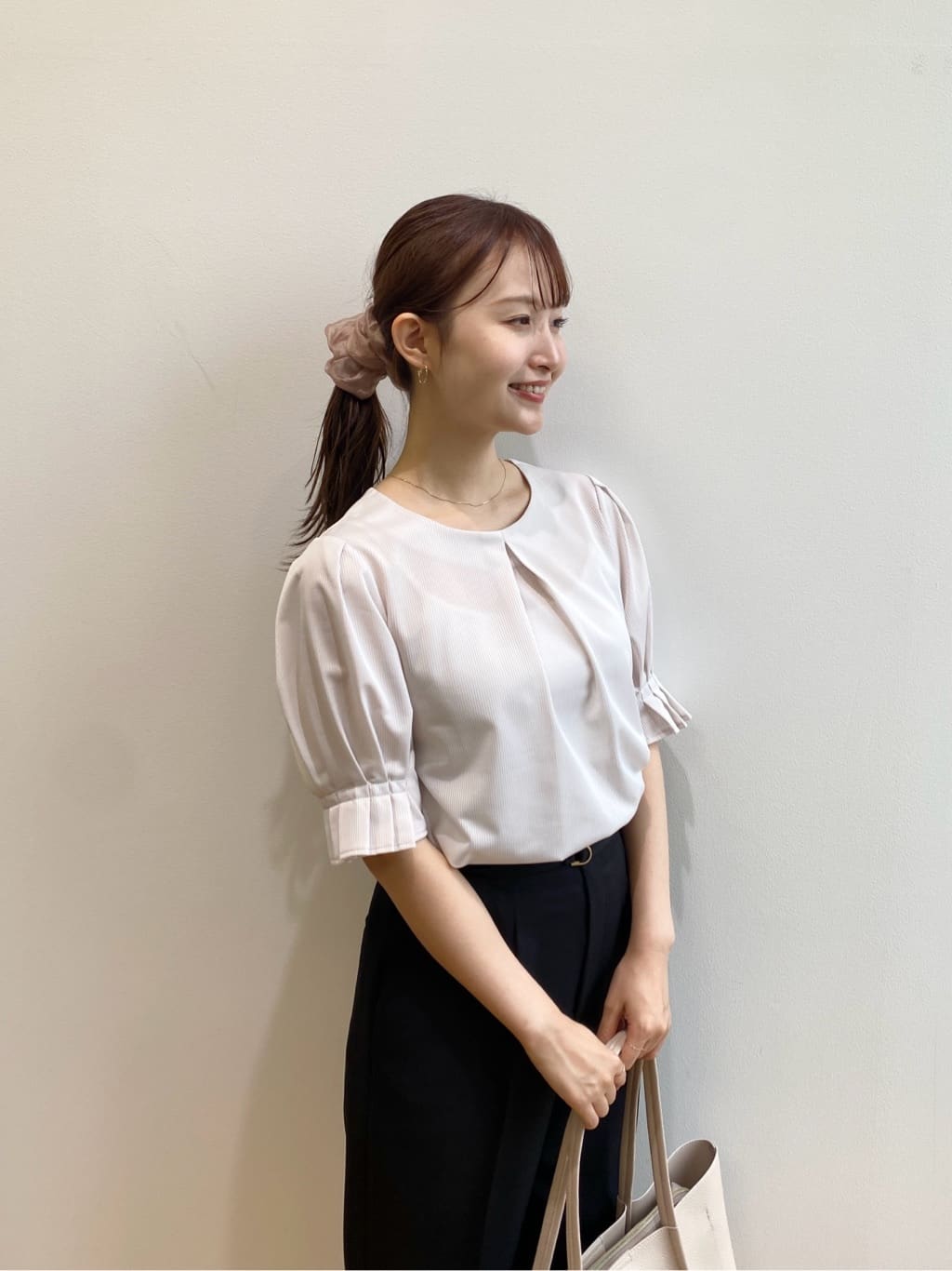 みさかさんの「index｜ストライプジャージタックスリーブトップス【吸水速乾／洗濯機洗い可】」を使ったコーディネート