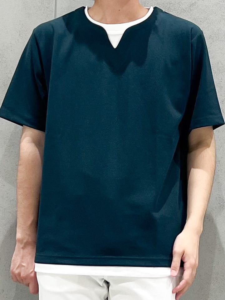 SHI-MAさんの「THE SHOP TK｜ツイルキーネック 半袖Tシャツ 接触冷感/洗濯機OK」を使ったコーディネート