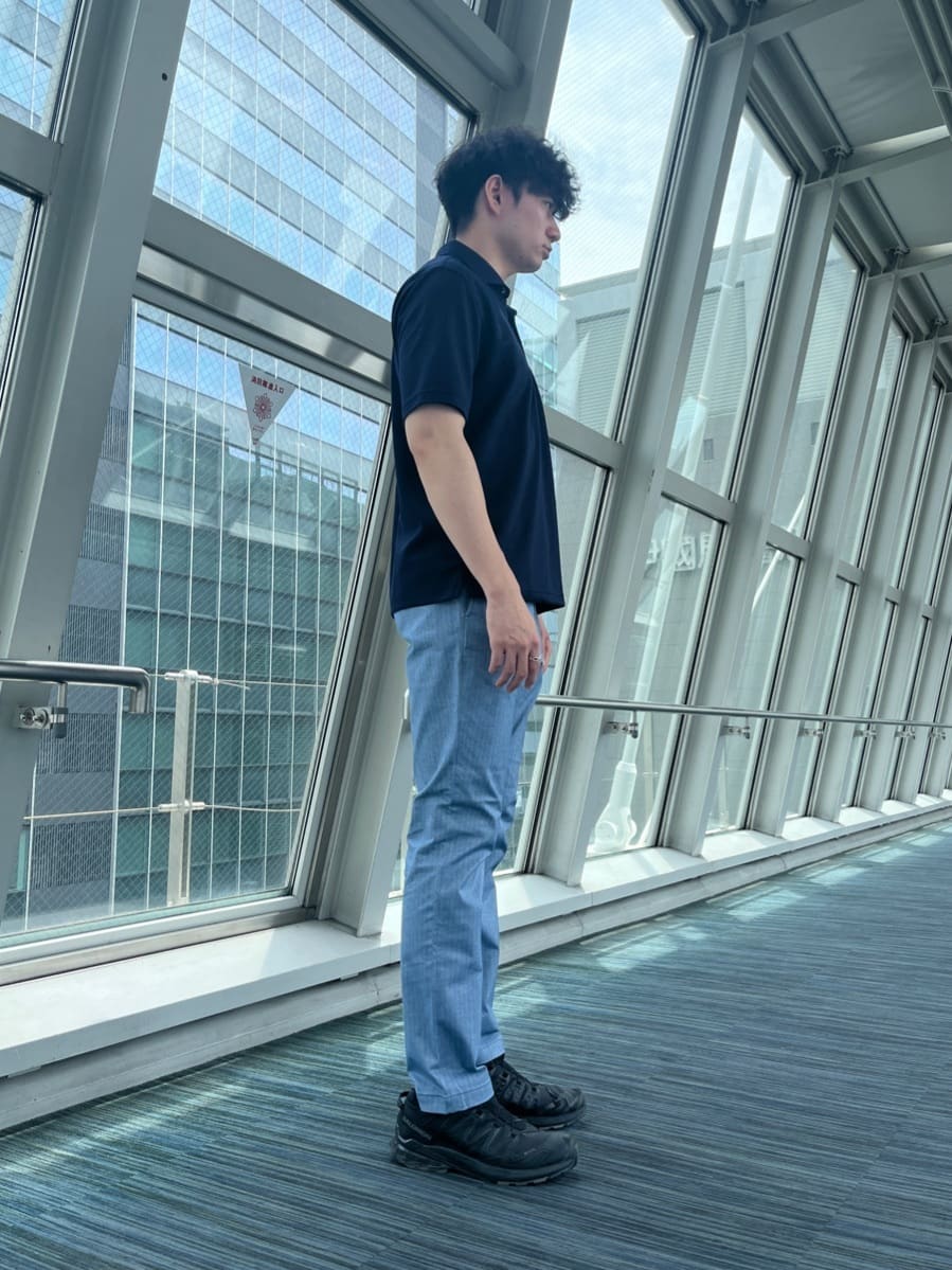 Tsubasaさんの「TAKEO KIKUCHI｜【Made in JAPAN】播州織 ヘリンボン ストレート パンツ」を使ったコーディネート