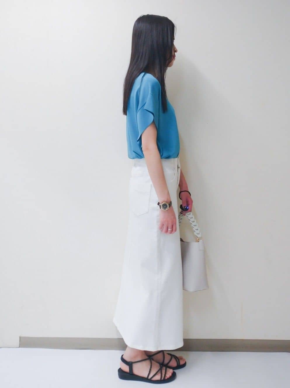yuriさんの「OPAQUE.CLIP｜◆フリルスリーブニット【UVケア／接触冷感／洗濯機洗い可／抗ピル】」を使ったコーディネート