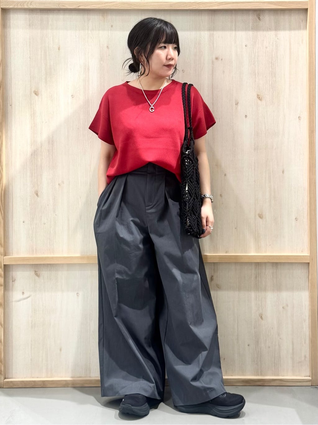 nanaさんの「THE SHOP TK｜さらさらフレアスリーブサマーニット【毛玉になりにくい/UV/洗濯機OK】」を使ったコーディネート