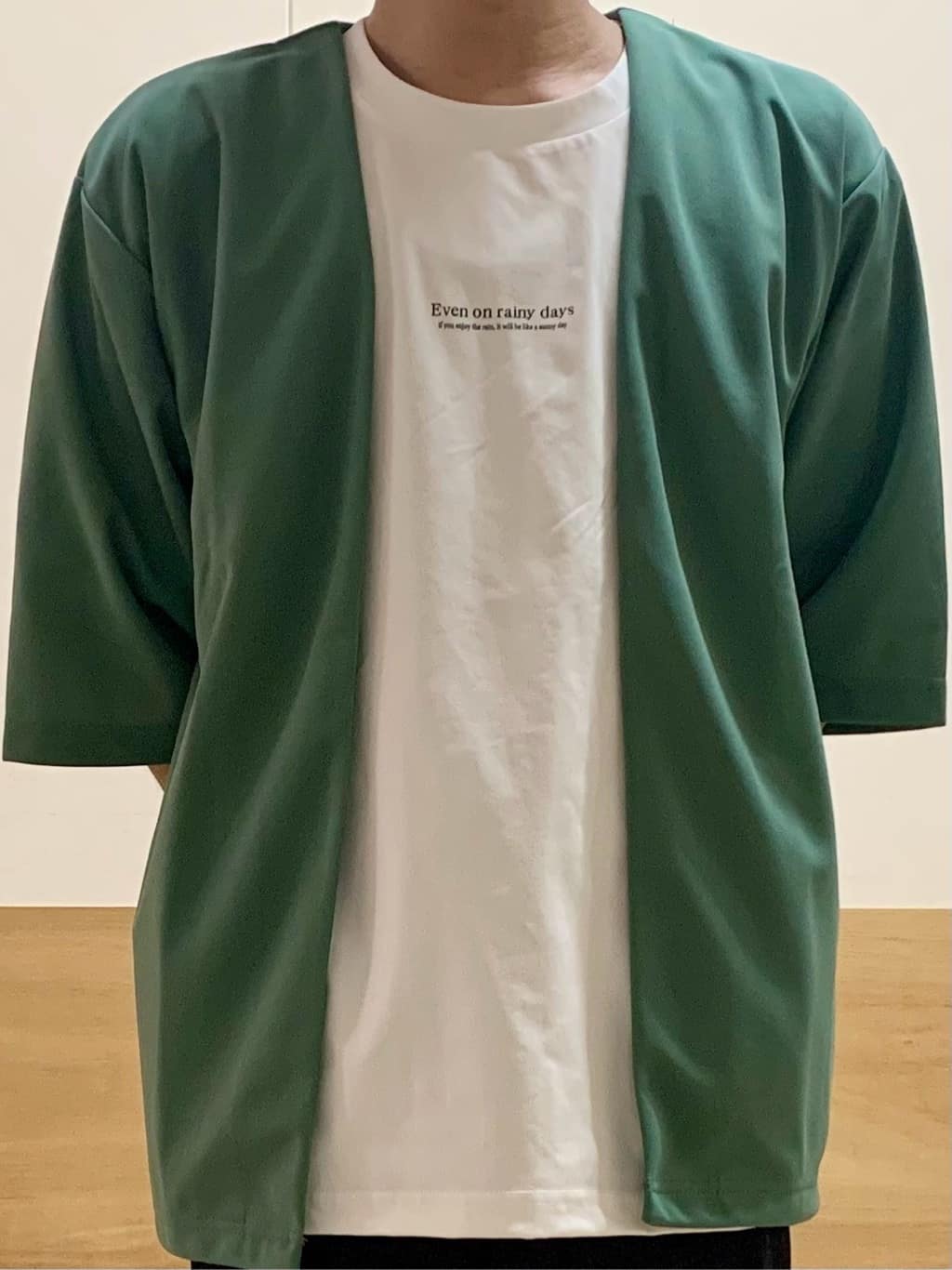 MATUさんの「THE SHOP TK｜五分袖カーディガン+半袖Tシャツセットアイテム 洗濯機OK」を使ったコーディネート