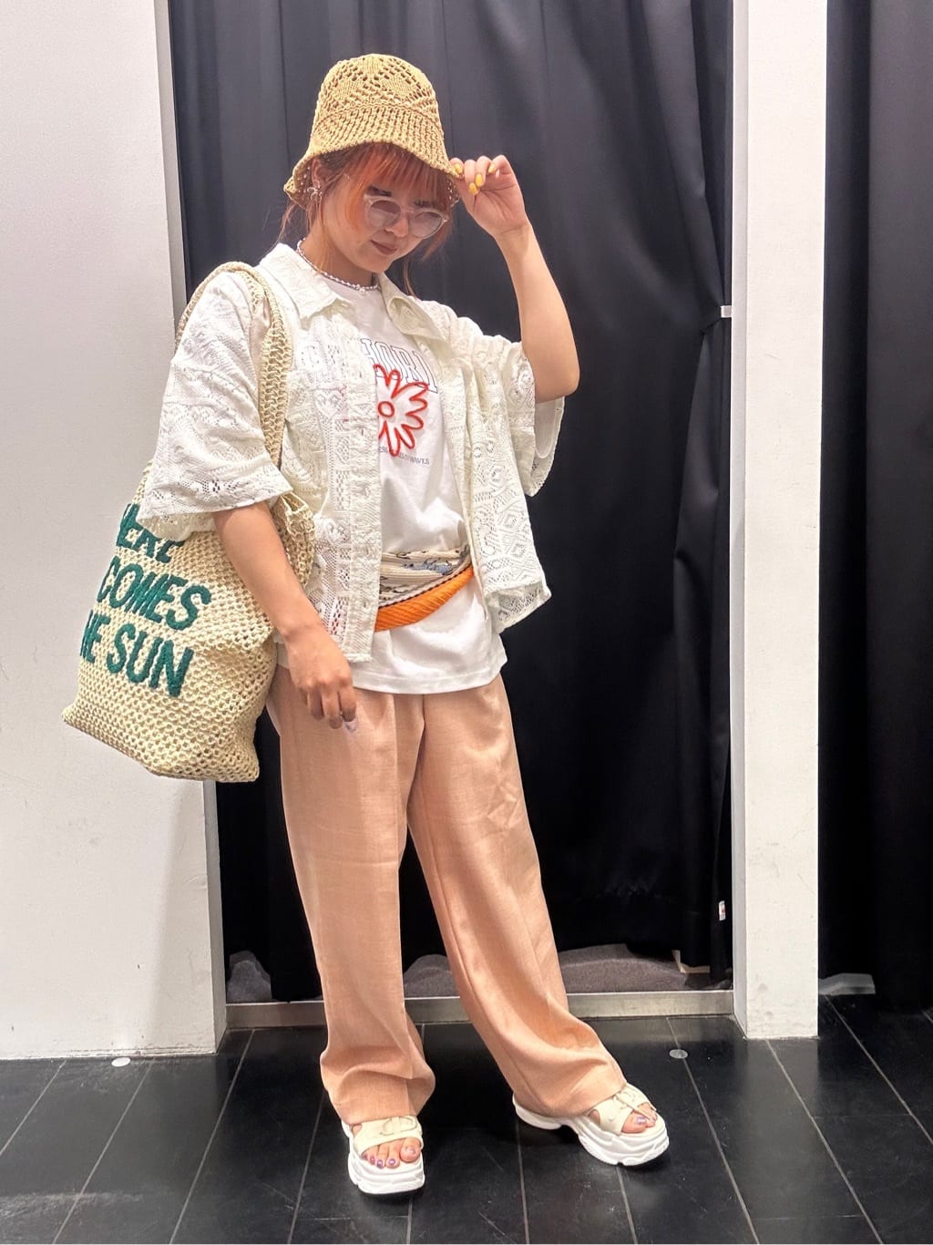 ひらのみさんの「THE SHOP TK｜◆クロシェチューリップハット」を使ったコーディネート