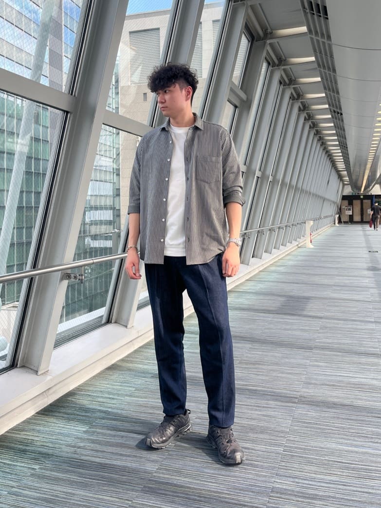 Tsubasaさんの「TAKEO KIKUCHI｜【抗菌防臭／5サイズ展開】ハイゲージポンチ Tシャツ」を使ったコーディネート