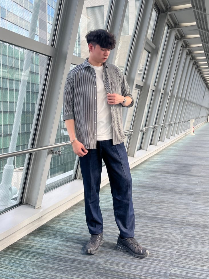 Tsubasaさんの「TAKEO KIKUCHI｜【抗菌防臭／5サイズ展開】ハイゲージポンチ Tシャツ」を使ったコーディネート