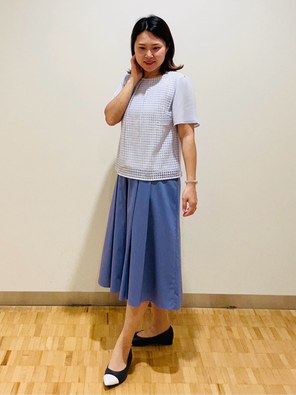 haseさんの「Reflect｜◆【夏SALE／手洗い可】幾何柄レースブラウス」を使ったコーディネート