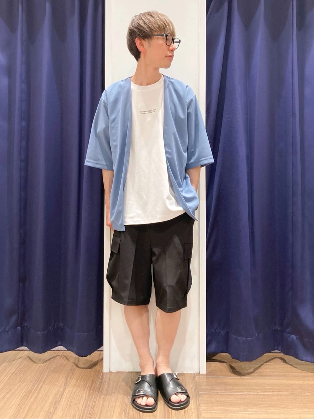 つーじーさんの「THE SHOP TK｜五分袖カーディガン+半袖Tシャツセットアイテム 洗濯機OK」を使ったコーディネート