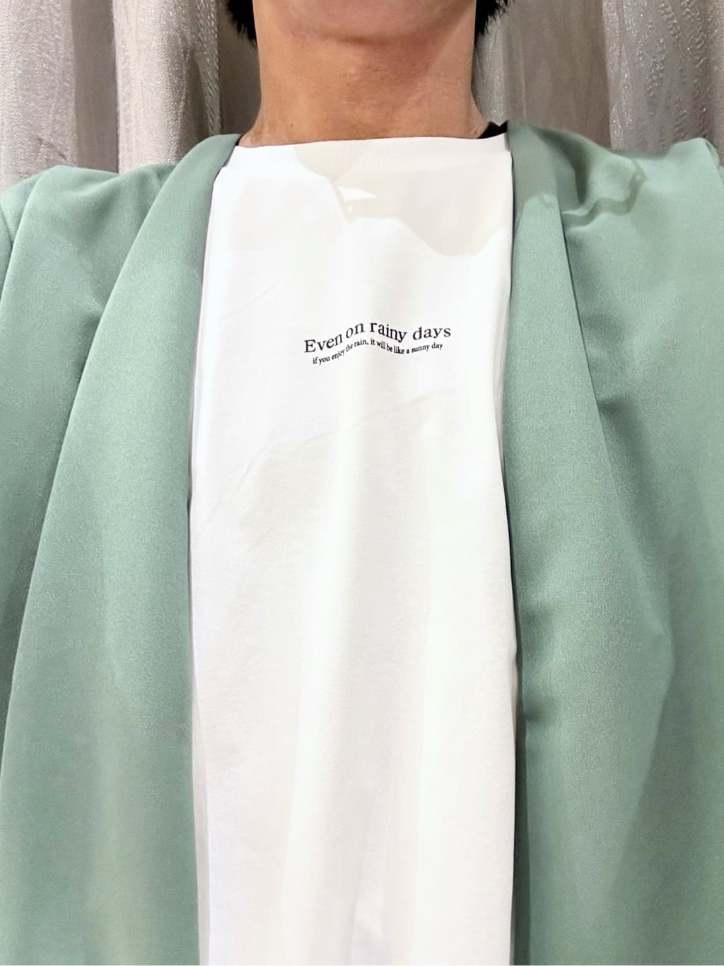 KENJI Iさんの「THE SHOP TK｜五分袖カーディガン+半袖Tシャツセットアイテム 洗濯機OK」を使ったコーディネート