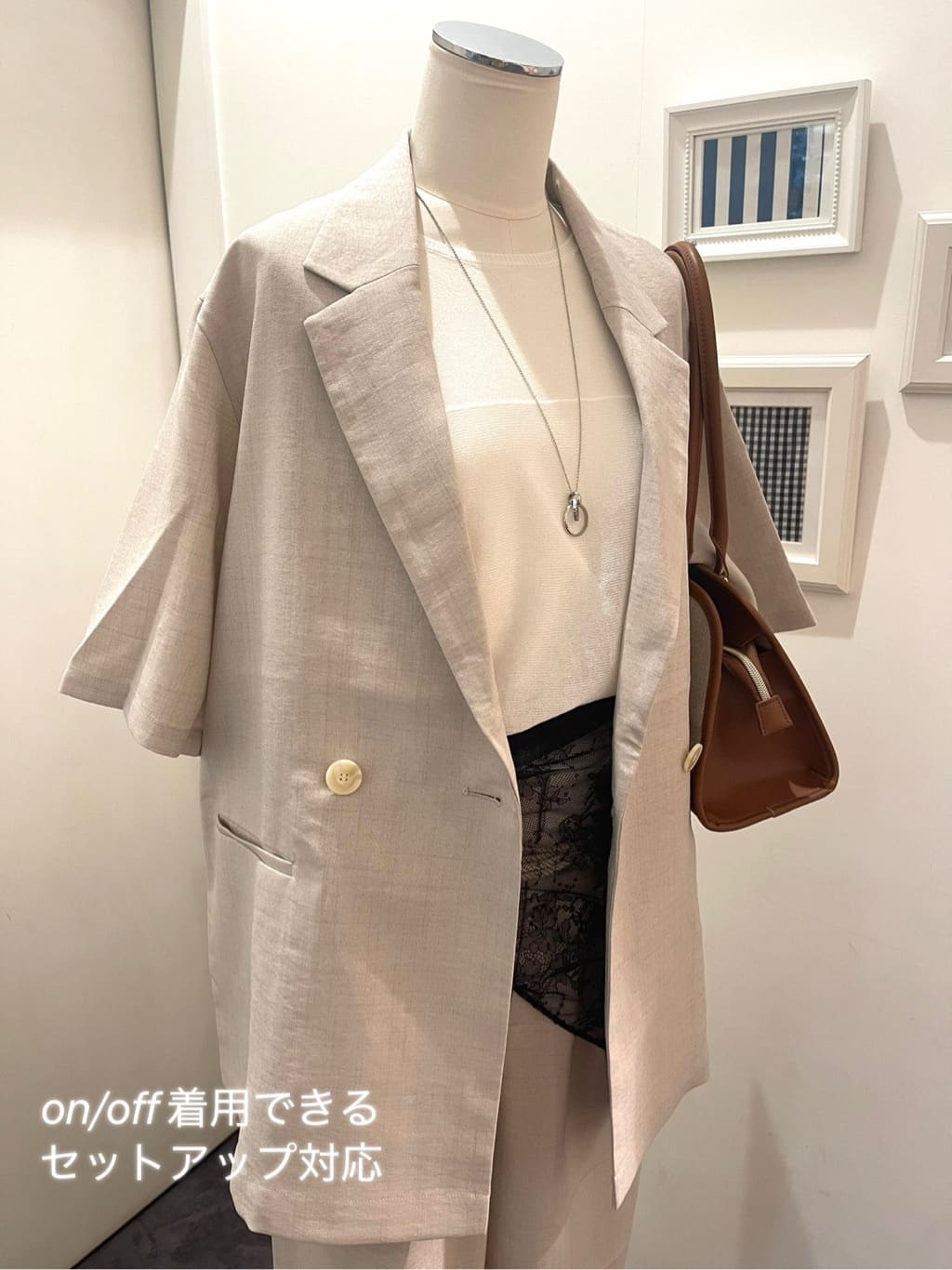 eriicさんの「grove｜軽やかに羽織れて、きちんと見え ハーフスリーブテーラードジャケット」を使ったコーディネート