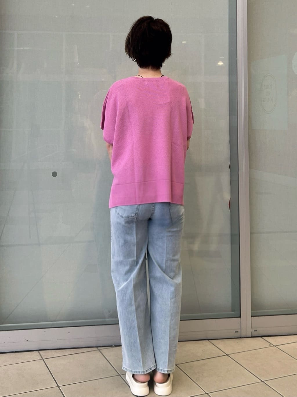 yo-koさんの「OPAQUE.CLIP｜《5色展開／S-LLサイズ》リラクシーメッシュニット【洗濯機洗い可】」を使ったコーディネート
