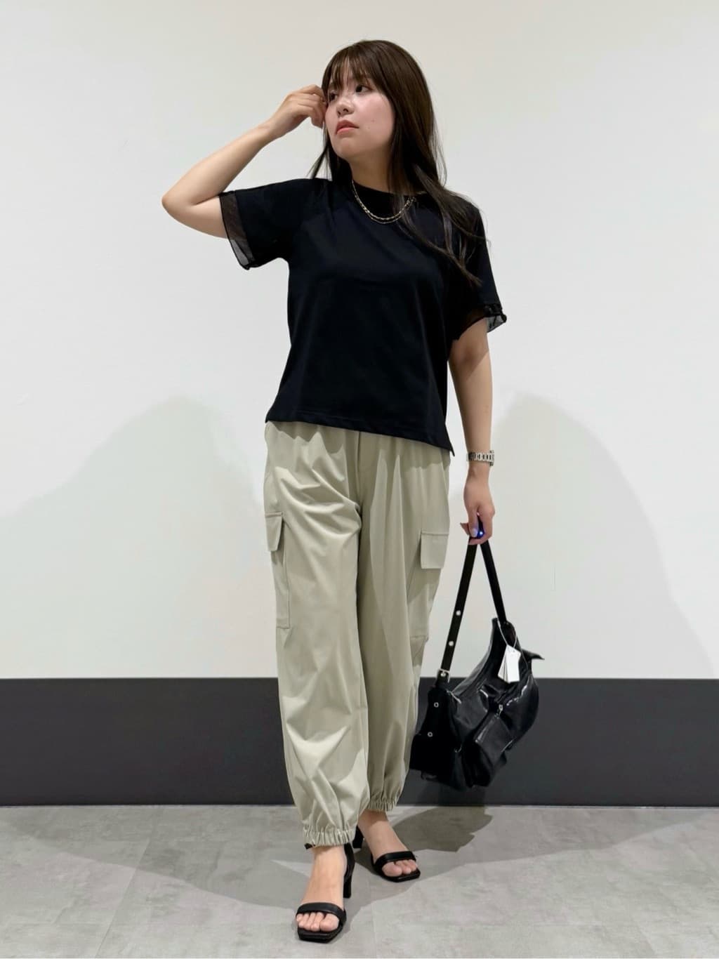 macchaさんの「THE SHOP TK｜【ひんやり/UV/洗濯機OK】袖シアーTシャツ」を使ったコーディネート