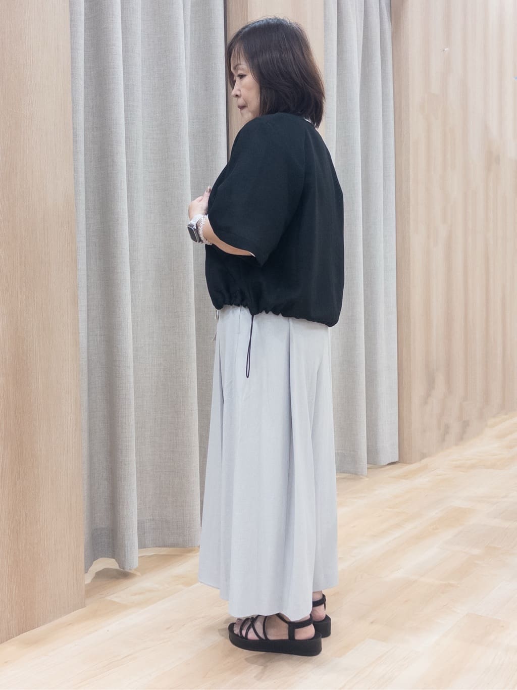 ゆみさんの「grove｜ひんやり多機能・やわらかドライタッチ五分袖プルオーバー」を使ったコーディネート