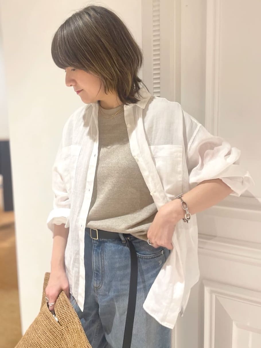 makiさんの「DRESSTERIOR｜ヴィンテージ加工ワイドデニムパンツ」を使ったコーディネート
