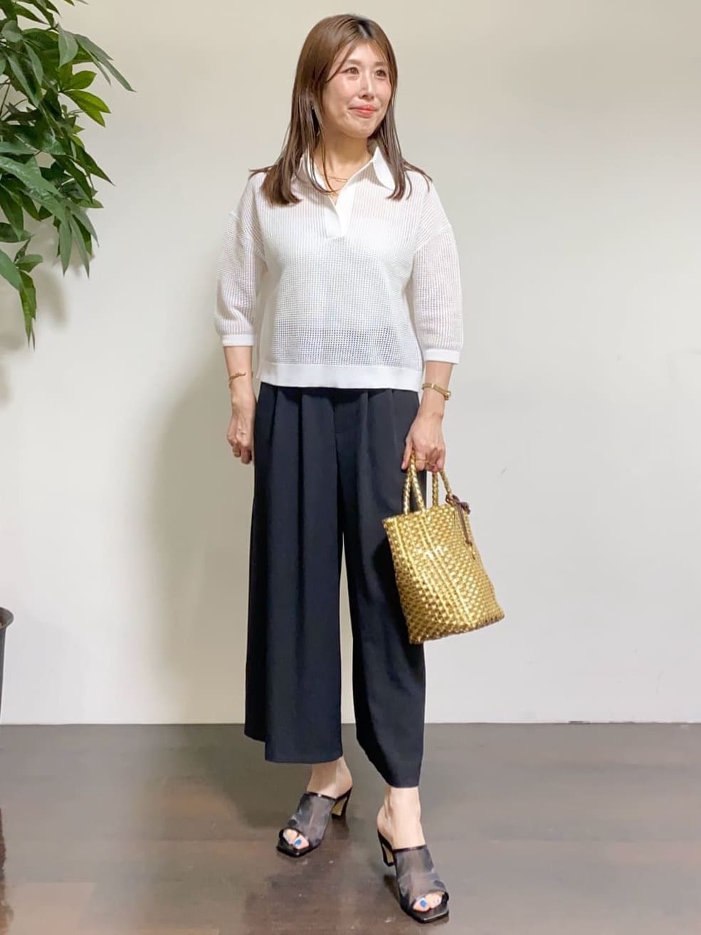 tomoさんの「UNTITLED｜メタリックメッシュトート」を使ったコーディネート