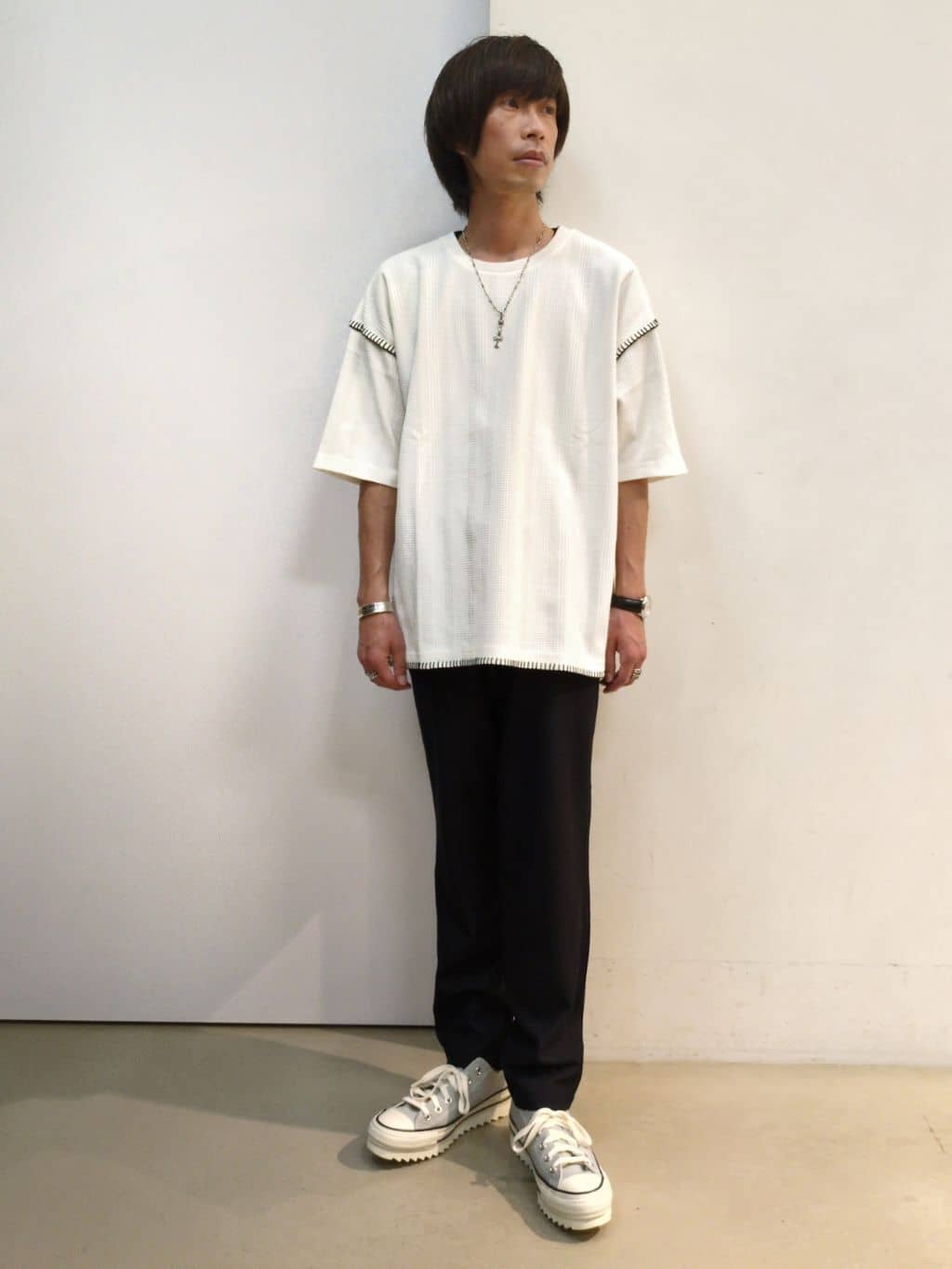 takeさんの「THE SHOP TK｜ツイルステッチ半袖カーディガン【洗濯機OK/接触冷感】」を使ったコーディネート