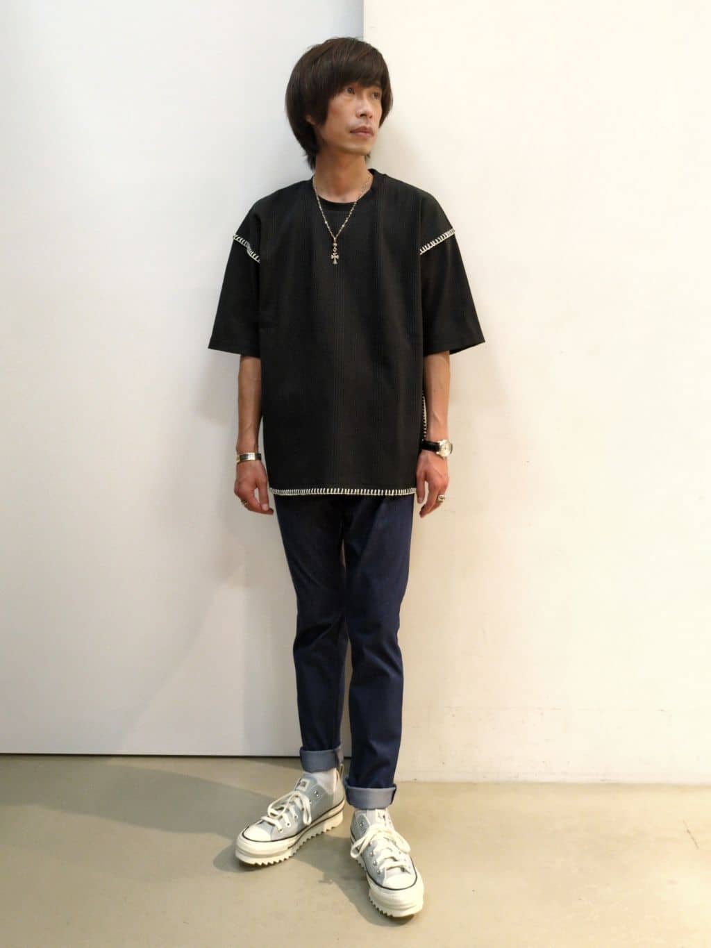 takeさんの「THE SHOP TK｜ツイルステッチ半袖カーディガン【洗濯機OK/接触冷感】」を使ったコーディネート