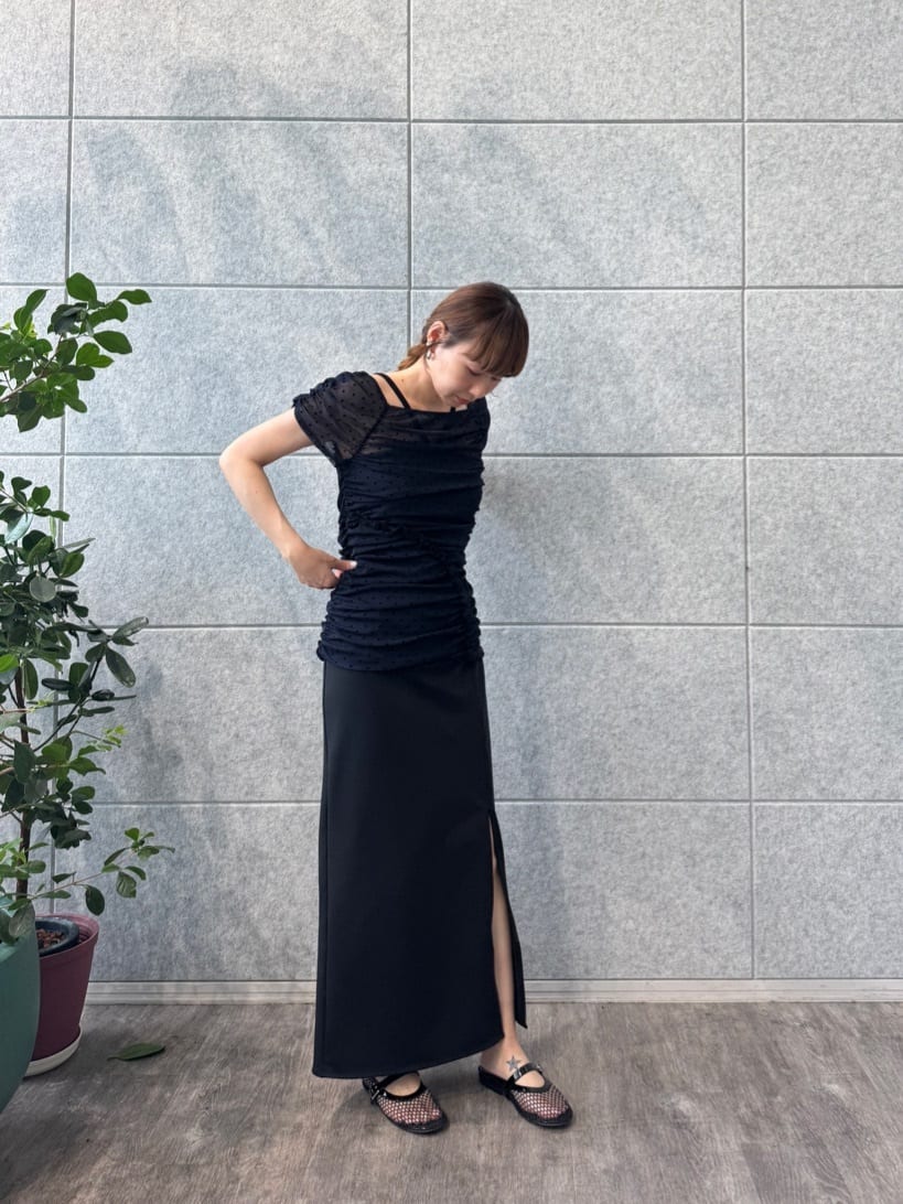 designer yukaさんの「CODE A｜slit jersey skirt」を使ったコーディネート