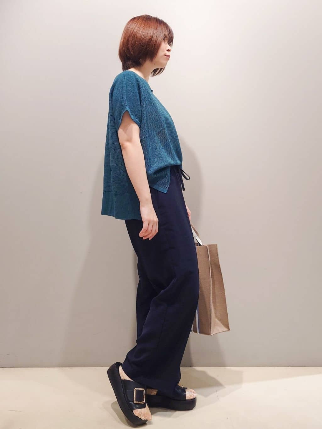 me：)さんの「OPAQUE.CLIP｜《5色展開／S-LLサイズ》リラクシーメッシュニット【洗濯機洗い可】」を使ったコーディネート