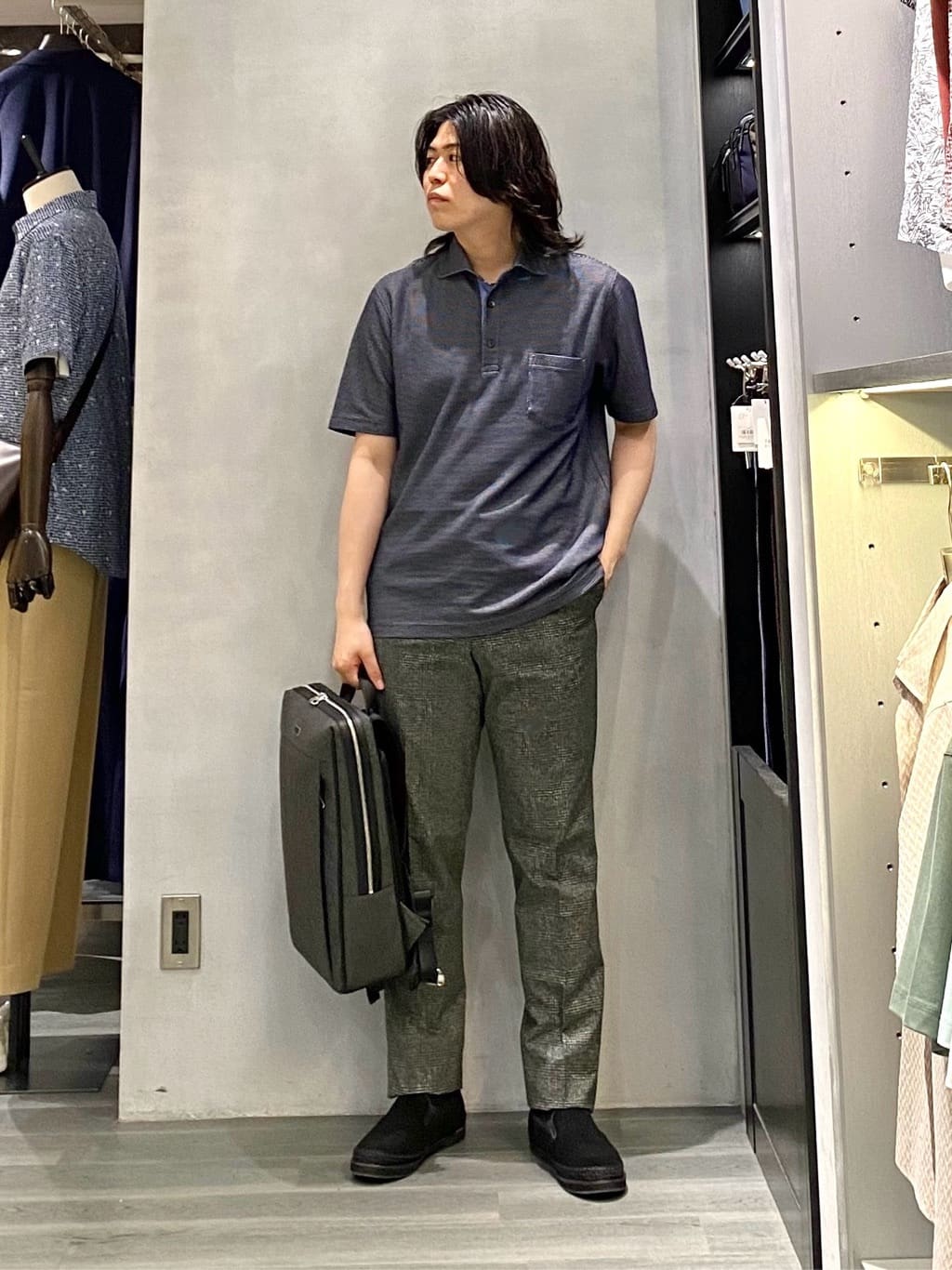 nishiさんの「TAKEO KIKUCHI｜【抗菌防臭／9色5サイズ展開】ハニカムメランジ ポロシャツ」を使ったコーディネート