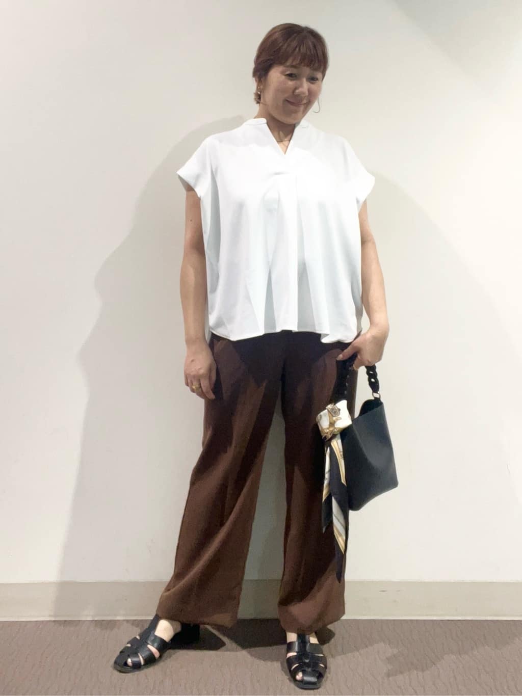 のん.Yさんの「OPAQUE.CLIP｜◆スキッパーフレンチスリーブトップス【UV／吸水速乾／洗濯機洗い可】」を使ったコーディネート