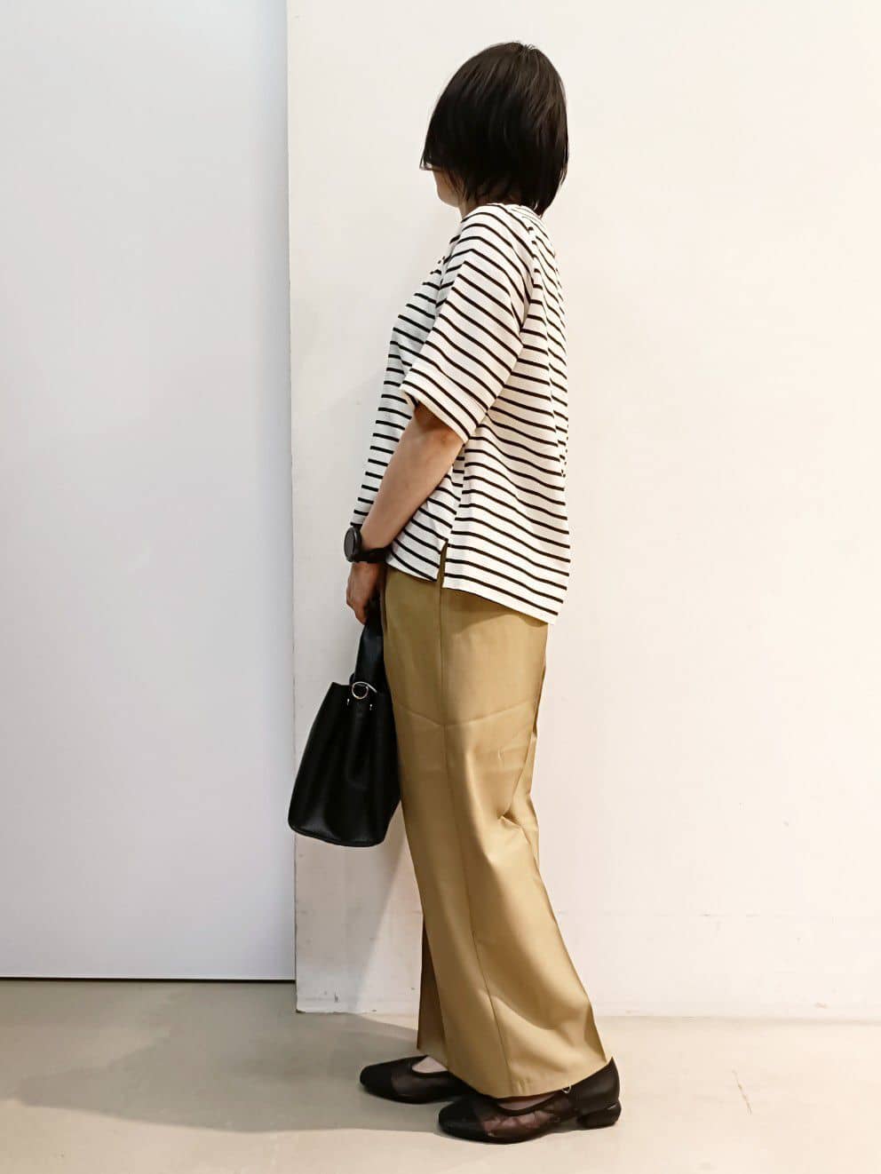 あんさんの「THE SHOP TK｜麻調ピンタックワイドパンツ【洗濯機OK】」を使ったコーディネート