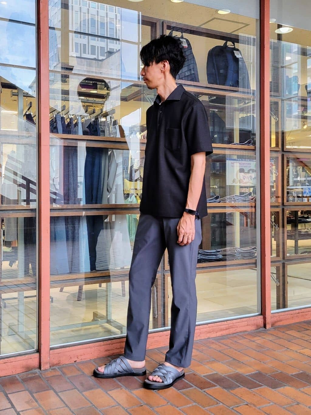 piroyaさんの「TAKEO KIKUCHI｜【抗菌防臭／9色5サイズ展開】ハニカムメランジ ポロシャツ」を使ったコーディネート