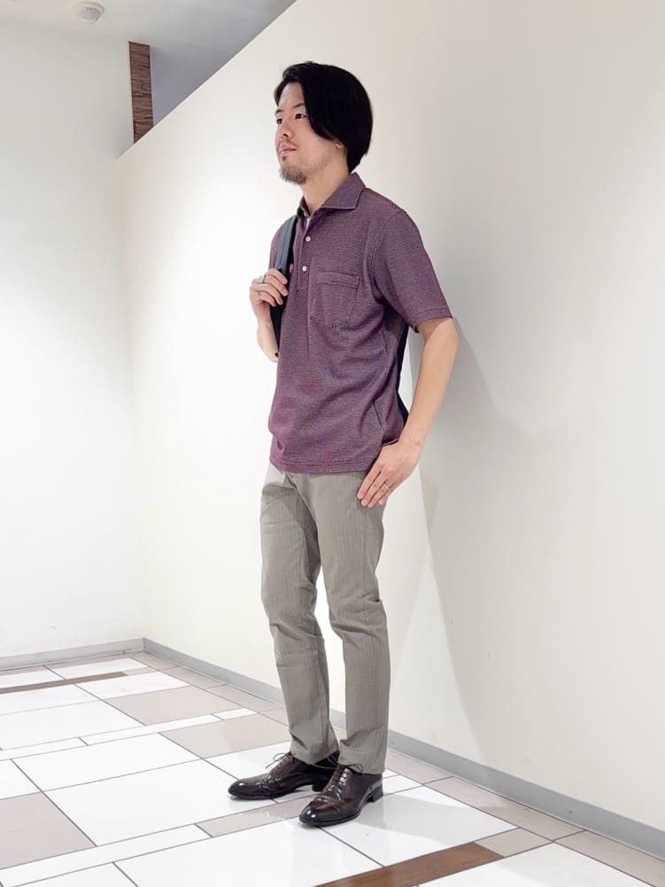 及川さんの「TAKEO KIKUCHI｜【抗菌防臭／9色5サイズ展開】ハニカムメランジ ポロシャツ」を使ったコーディネート