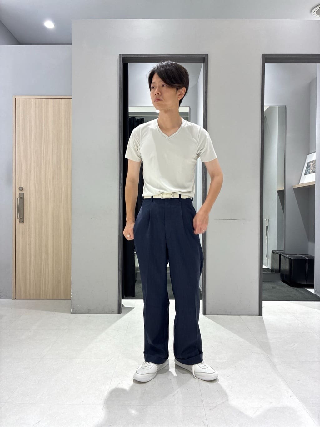 わいずみさんの「TAKEO KIKUCHI｜【抗菌防臭／9色5サイズ展開】ハニカムメランジ ポロシャツ」を使ったコーディネート