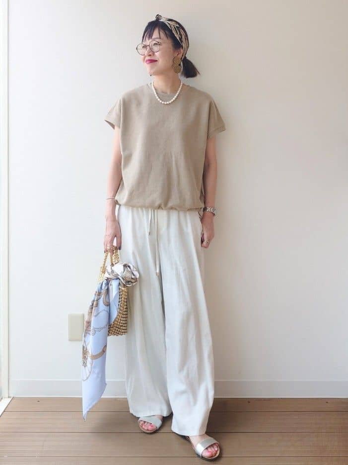 MUTSUKOさんの「UNTITLED｜メタリックメッシュトート」を使ったコーディネート