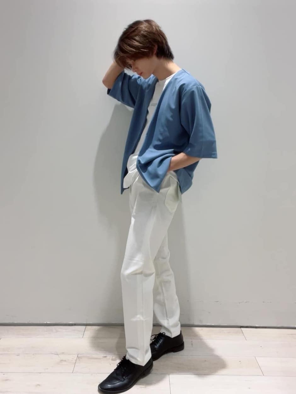 Neneさんの「THE SHOP TK｜五分袖カーディガン+半袖Tシャツセットアイテム 洗濯機OK」を使ったコーディネート