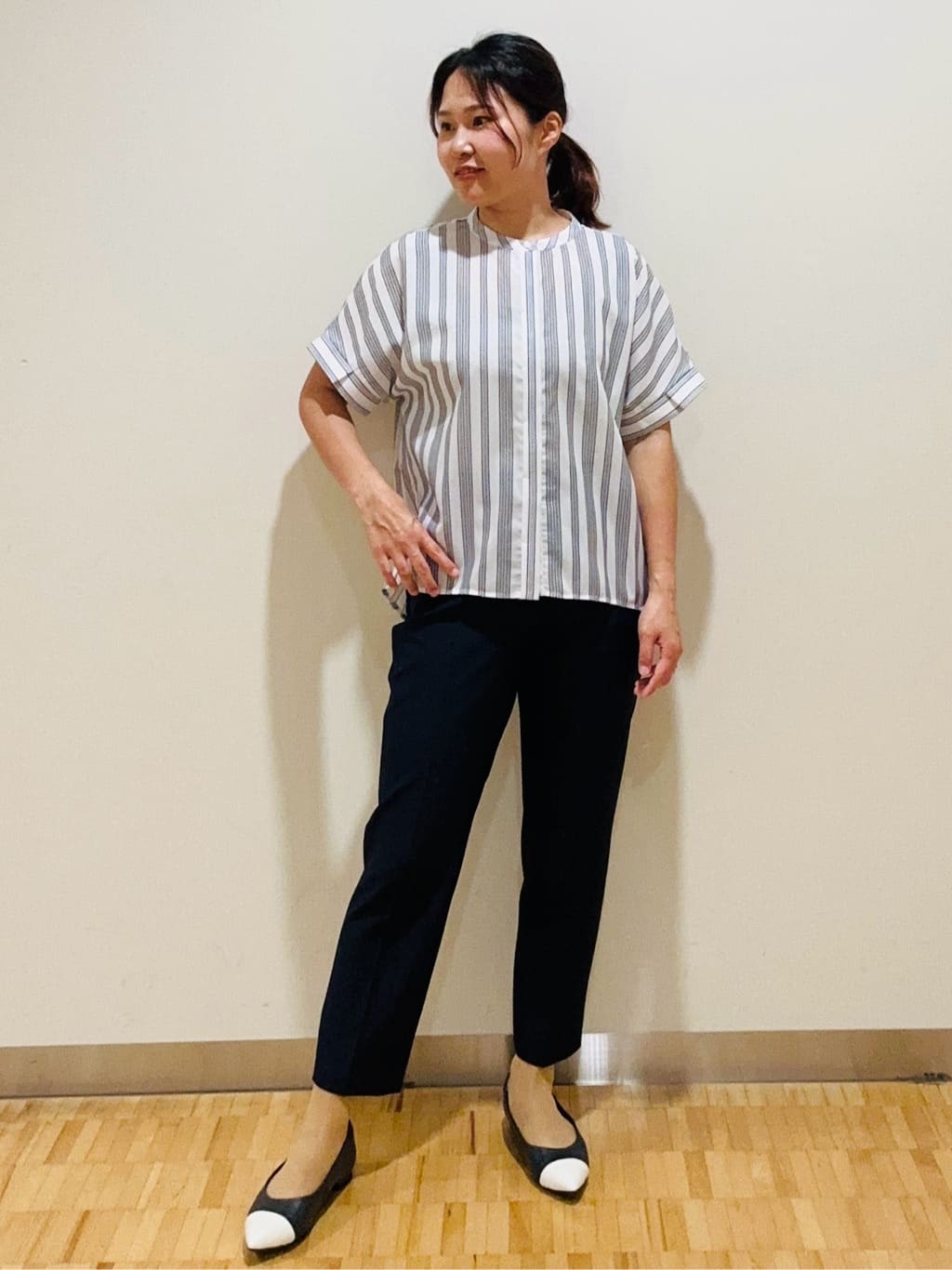 haseさんの「Reflect｜【洗える】ドビーストライプブラウス」を使ったコーディネート