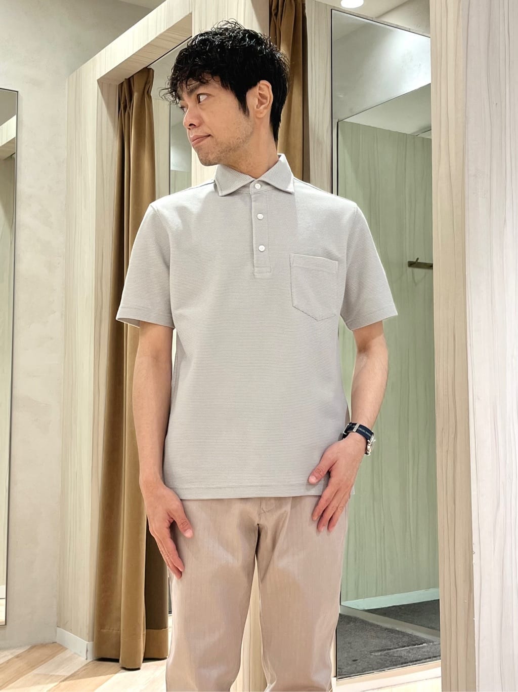 URAさんの「TAKEO KIKUCHI｜【抗菌防臭／9色5サイズ展開】ハニカムメランジ ポロシャツ」を使ったコーディネート