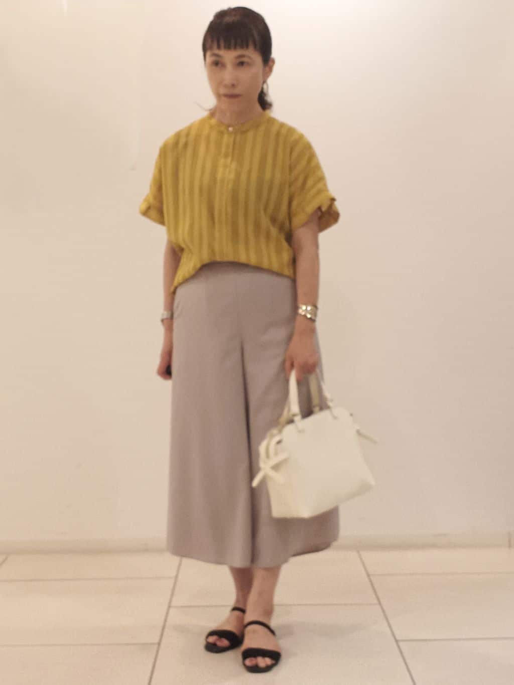 namiさんの「Reflect｜【洗える】ドビーストライプブラウス」を使ったコーディネート