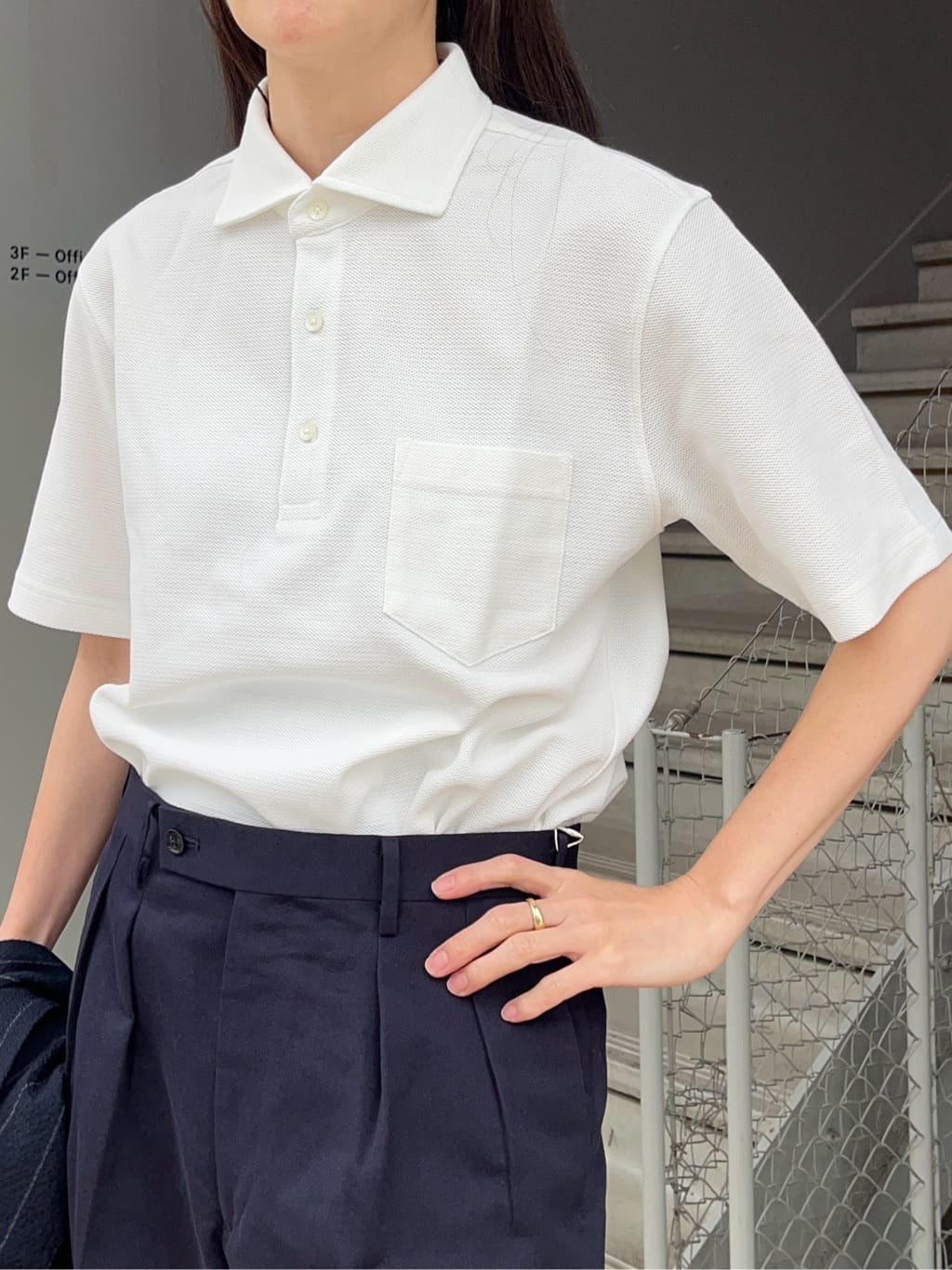 神野（jinno）さんの「TAKEO KIKUCHI｜【抗菌防臭／9色5サイズ展開】ハニカムメランジ ポロシャツ」を使ったコーディネート