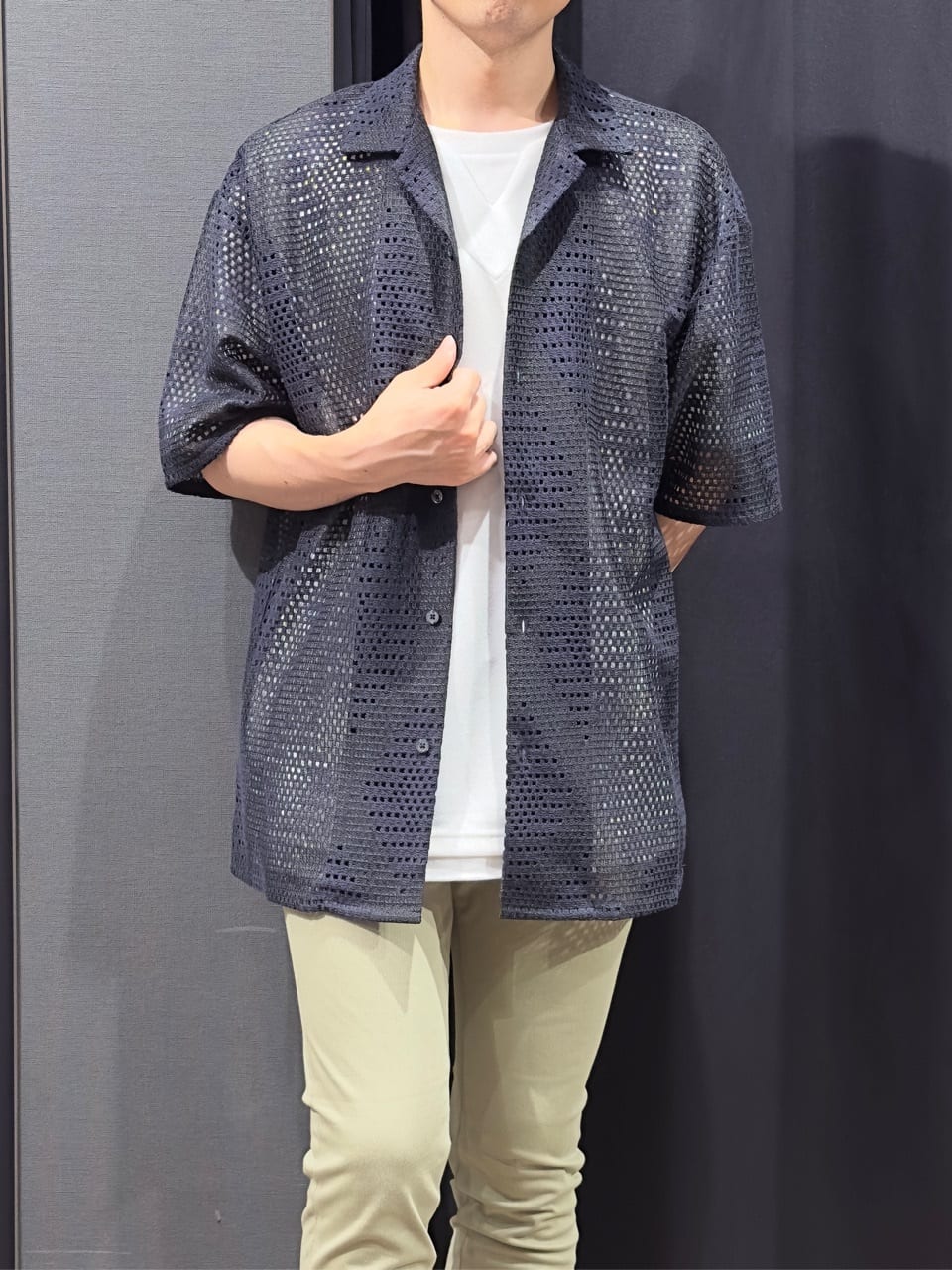 tomoyaさんの「THE SHOP TK｜ダイヤ柄プリント半袖シャツ【洗濯機OK/オーバーサイズ】」を使ったコーディネート