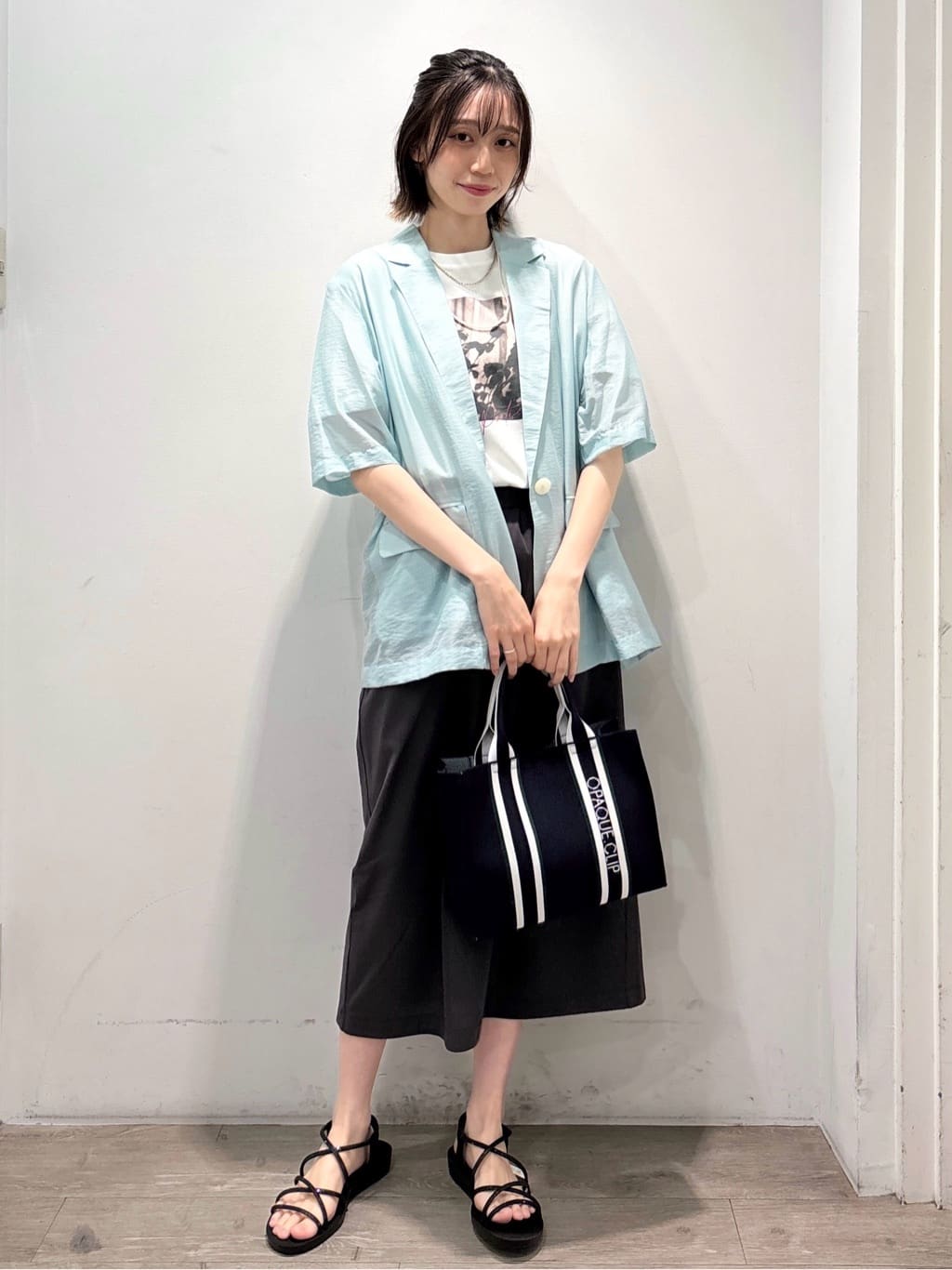 ぶまりんさんの「OPAQUE.CLIP｜イージーナロースカート／セットアップ対応【UVケア／接触冷感／洗濯機洗い可】」を使ったコーディネート